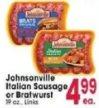 Jewel-Osco Johnsonville Italian Sausage or Bratwurst offer