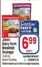 Jewel-Osco Jones Dairy Farm Breakfast Sausage offer