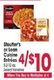 Jewel-Osco Stouffer's or Lean Cuisine Entrées offer