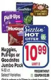 Jewel-Osco Huggies, Pull-Ups or Goodnites Jumbo Pack offer