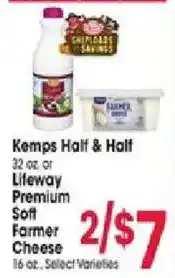Jewel-Osco Kemps Half & Half or Lifeway Premium Soft Farmer Cheese offer