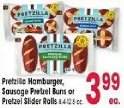Jewel-Osco Pretzilla Hamburger, Sausage Pretzel Buns or Pretzel Slider Rolls offer