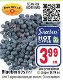 Jewel-Osco Sizzlin Hot Offer Blueberries Pint offer
