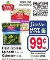 Jewel-Osco Fresh Express Spinach or Coleslaw offer