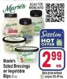 Jewel-Osco Marie's Salad Dressings or Vegetable Dips offer