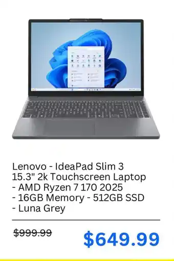 Lenovo - Ideapad slim 3 15.3" 2k touchscreen laptop