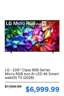 Best Buy Lg 100" class 95b series micro rgb evo ai led 4k smart webos tv offer