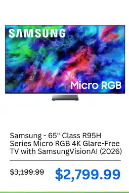 Best Buy Samsung 65" Class R95H Series Micro RGB 4K Glare-Free TV with SamsungVisionAI offer