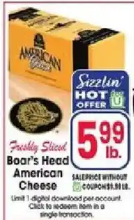 Jewel-Osco Boar's Head American Cheese offer