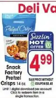 Jewel-Osco Snack Factory Pretzel Crisps offer