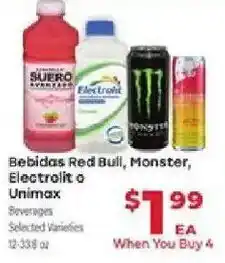 Supermercado El Rancho Bebidas Red Bull, Monster, Electrofit o Unimax offer