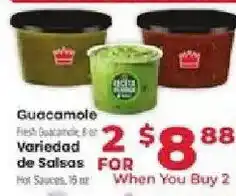 Supermercado El Rancho Guacamole Fresh Guacamole, 8-oz or Variedad de Salsas Hot Sauces, 16 oz offer