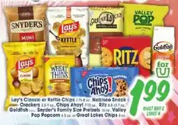 Jewel-Osco Snyder's Family Size Pretzels, Valley Pop Popcorn or Great Lakes Chips offer