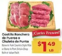 Supermercado El Rancho Costilla Ranchera de Puerco o Chuleta de Punta offer