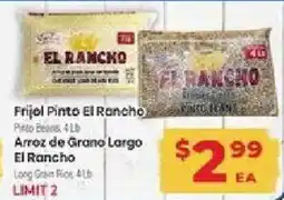 Supermercado El Rancho Frijol Pinto El Rancho, Arroz de Grano Largo El Rancho offer