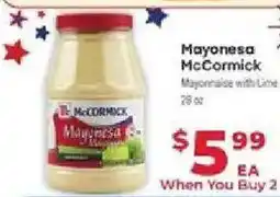 Supermercado El Rancho McCormick Mayonaise offer