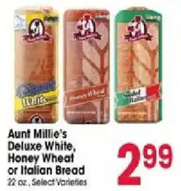 Jewel-Osco Aunt Millie's Deluxe White, Honey Wheat or Italian Bread offer