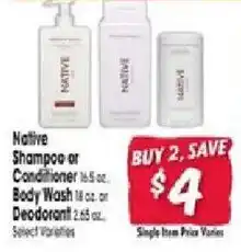 Jewel-Osco Native Shampoo or Conditioner or Body Wash offer