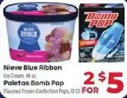 Supermercado El Rancho Nieve Blue Ribbon Ice Cream, Paletas Bomb Pop offer