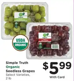 Fry's Simple Truth Organic Seedless Grapes offer