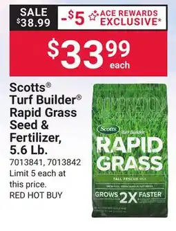 Ace Hardware Scotts Turf Builder Rapid Grass Seed & Fertilizer, 5.6 Lb offer