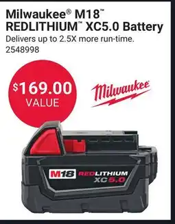 Ace Hardware Milwaukee M18 REDLITHIUM XC5.0 Battery offer