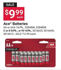 Ace Hardware Ace Batteries offer