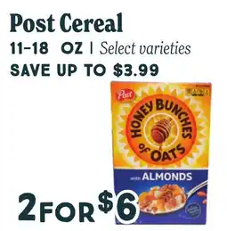 Market of Choice Post cereal honey bunches of oats with almonds offer