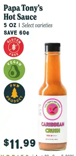 Market of Choice Papa Tony's Hot Sauce offer