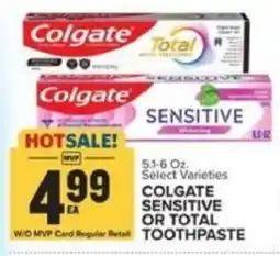 Food Lion Colgate sensitive or total toothpaste offer