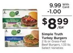Kroger Simple Truth Turkey Burgers offer