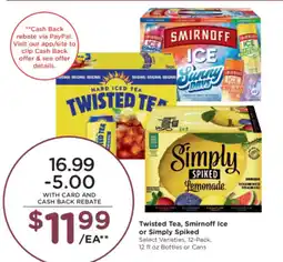 Kroger Twisted Tea, Smirnoff Ice or Simply Spiked offer