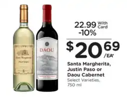 Kroger Santa Margherita, Justin Paso or Daou Cabernet offer