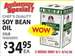 Restaurant Depot CHEF'S QUALITY SOY BEAN OIL offer