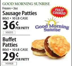 Restaurant Depot GOOD MORNING SUNRISE Sausage Patties • Buffet Patties offer