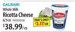 Restaurant Depot GALBANI Whole Milk Ricotta Cheese offer