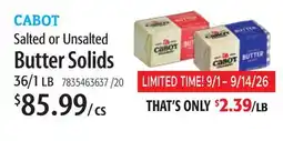 Restaurant Depot CABOT Salted or Unsalted Butter Solids offer