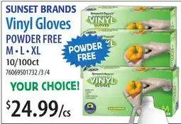 Restaurant Depot SUNSET BRANDS Vinyl Gloves offer