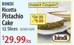 Restaurant Depot BINDI Ricotta Pistachio Cake offer