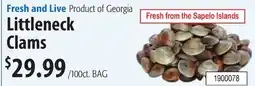 Restaurant Depot Fresh and Live Littleneck Clams offer