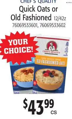 Restaurant Depot CHEF'S QUALITY Quick Oats or Old Fashioned offer