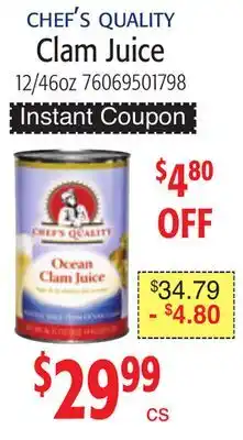 Restaurant Depot CHEF'S QUALITY Clam Juice offer