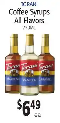 Restaurant Depot TORANI Coffee Syrups offer
