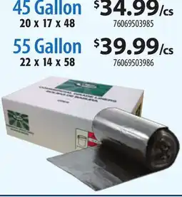 Restaurant Depot 45 Gallon 20 x 17 x 48 55 Gallon 22 x 14 x 58 offer