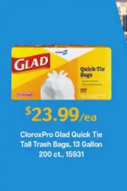 Restaurant Depot CloroxPro Glad Quick Tie Tall Trash Bags offer