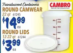 Restaurant Depot ROUND CAMWEAR CONTAINERS, ROUND LIDS offer