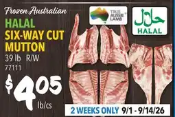 Restaurant Depot Frozen Australian HALAL SIX-WAY CUT MUTTON offer