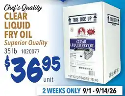 Restaurant Depot Chef's Quality CLEAR LIQUID FRY OIL offer