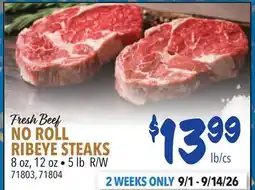 Restaurant Depot Fresh Beef NO ROLL RIBEYE STEAKS offer