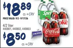 Restaurant Depot 4/2 liter offer
